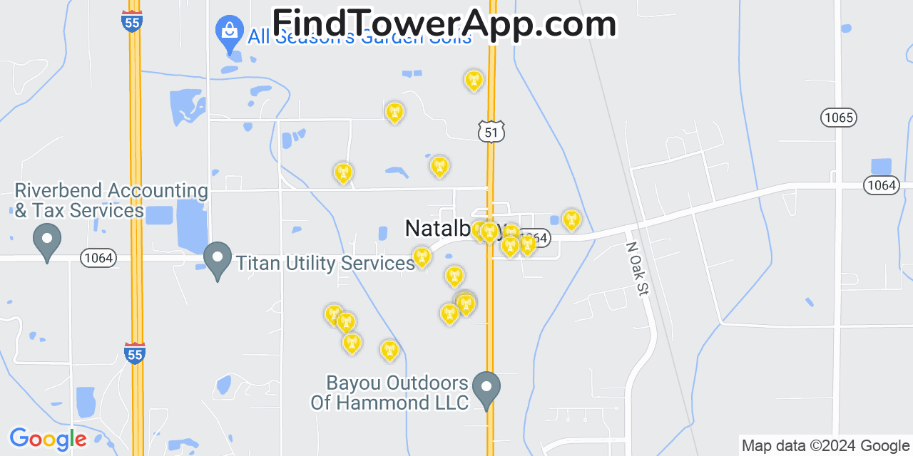 Verizon 4G/5G cell tower coverage map Natalbany, Louisiana