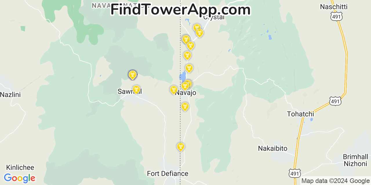 AT&T 4G/5G cell tower coverage map Navajo, New Mexico