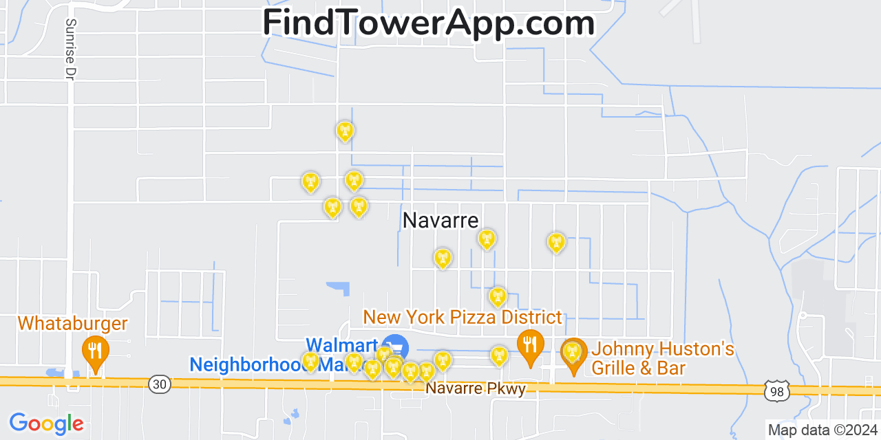 T-Mobile 4G/5G cell tower coverage map Navarre, Florida