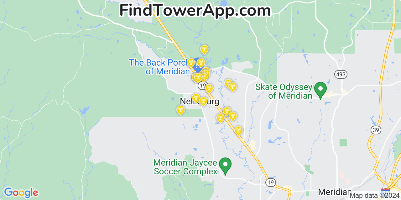 AT&T 4G/5G cell tower coverage map Nellieburg, Mississippi
