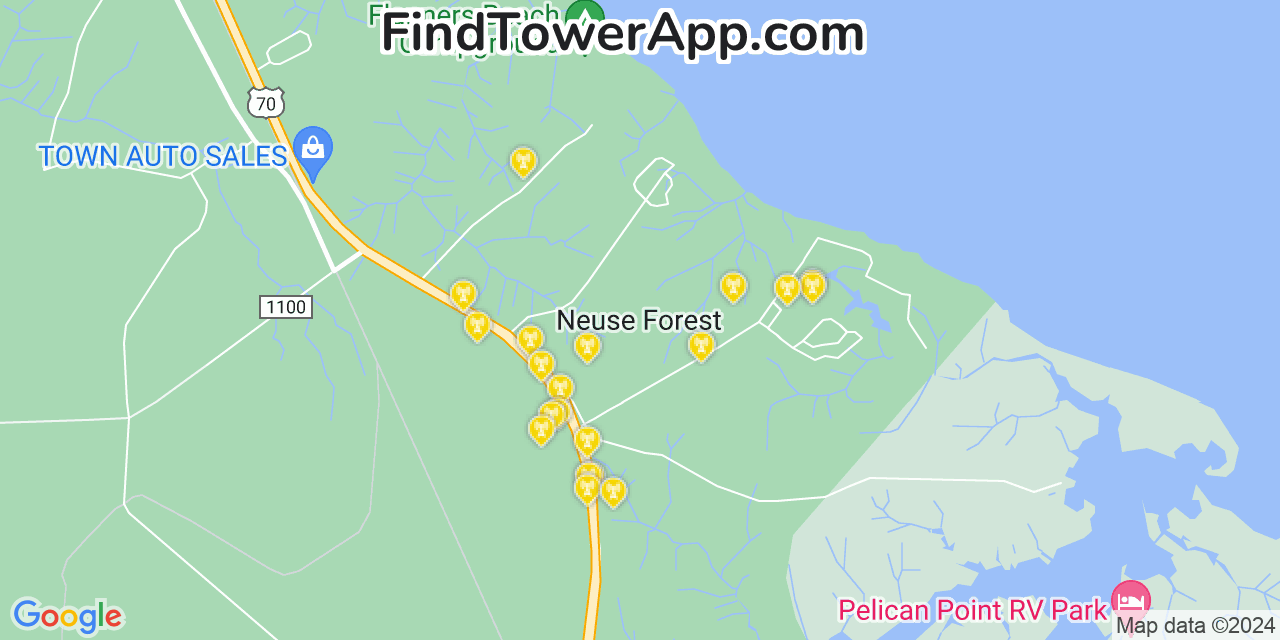 T-Mobile 4G/5G cell tower coverage map Neuse Forest, North Carolina