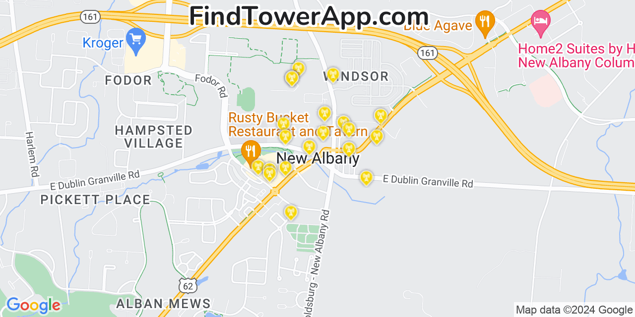 T-Mobile 4G/5G cell tower coverage map New Albany, Ohio