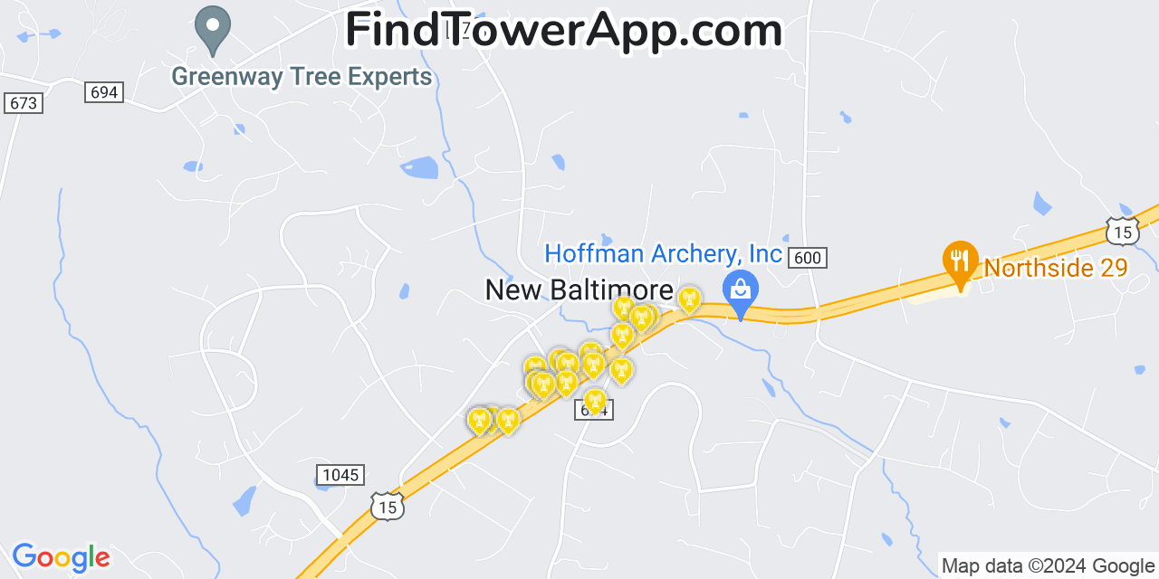 AT&T 4G/5G cell tower coverage map New Baltimore, Virginia