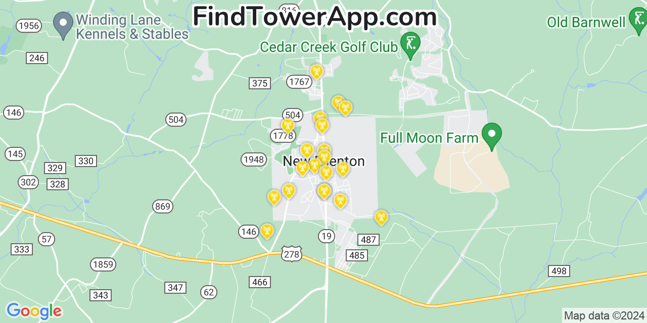 AT&T 4G/5G cell tower coverage map New Ellenton, South Carolina