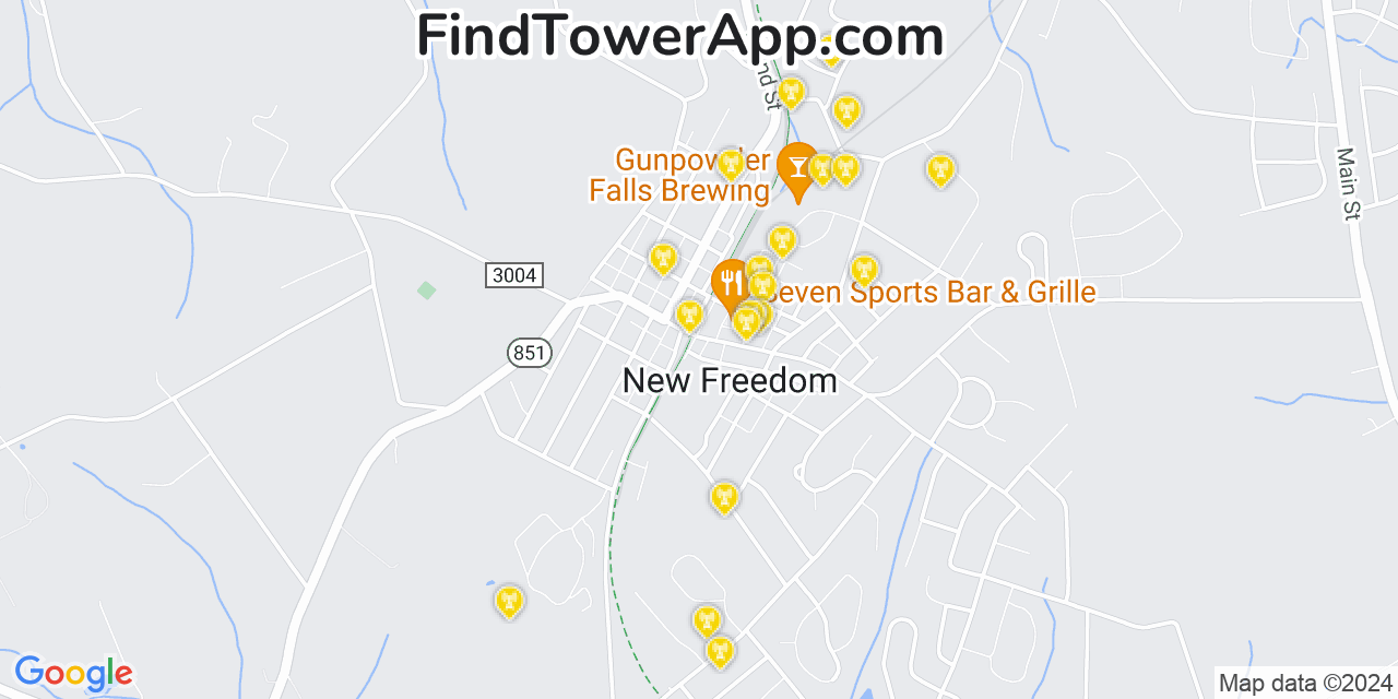 AT&T 4G/5G cell tower coverage map New Freedom, Pennsylvania