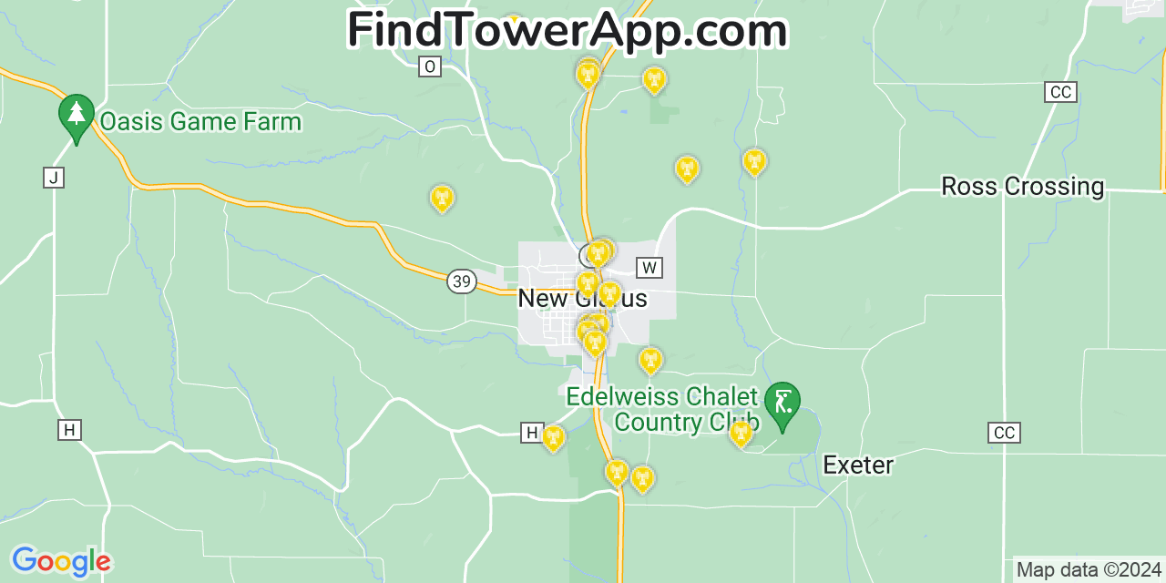 T-Mobile 4G/5G cell tower coverage map New Glarus, Wisconsin