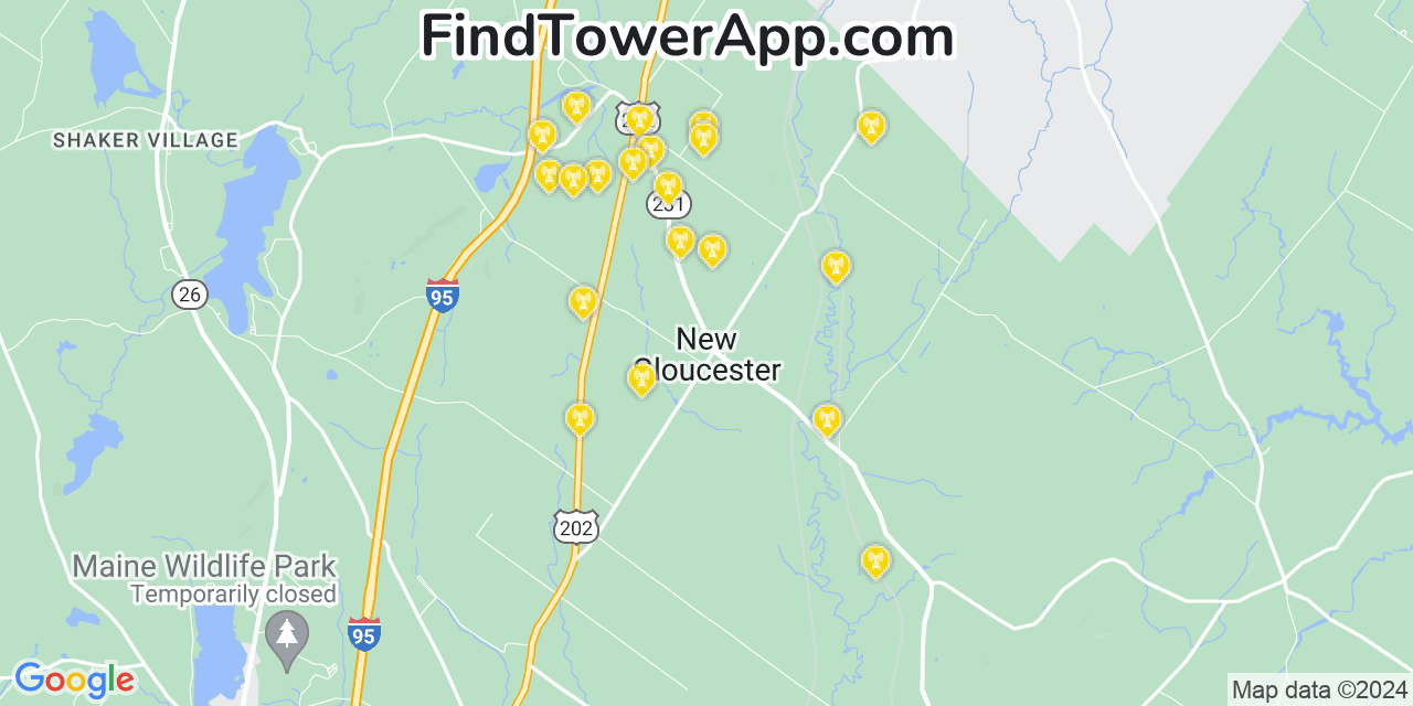 T-Mobile 4G/5G cell tower coverage map New Gloucester, Maine