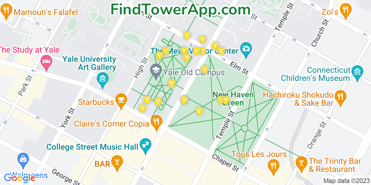 AT&T 4G/5G cell tower coverage map New Haven, Connecticut