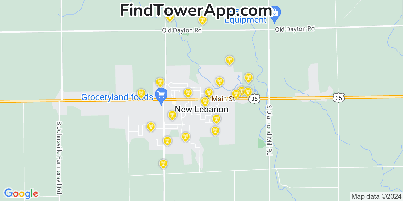 AT&T 4G/5G cell tower coverage map New Lebanon, Ohio
