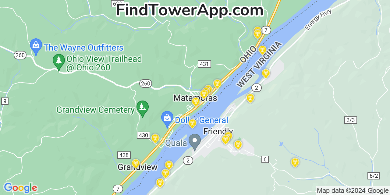 T-Mobile 4G/5G cell tower coverage map New Matamoras, Ohio