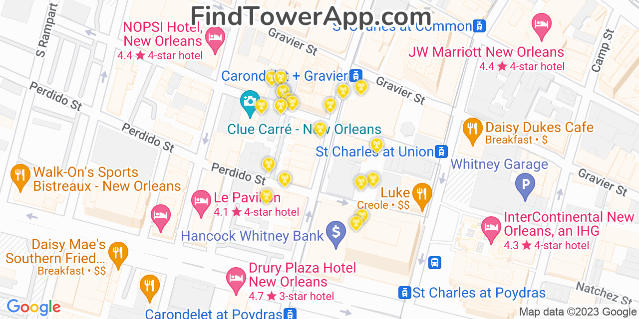 AT&T 4G/5G cell tower coverage map New Orleans, Louisiana