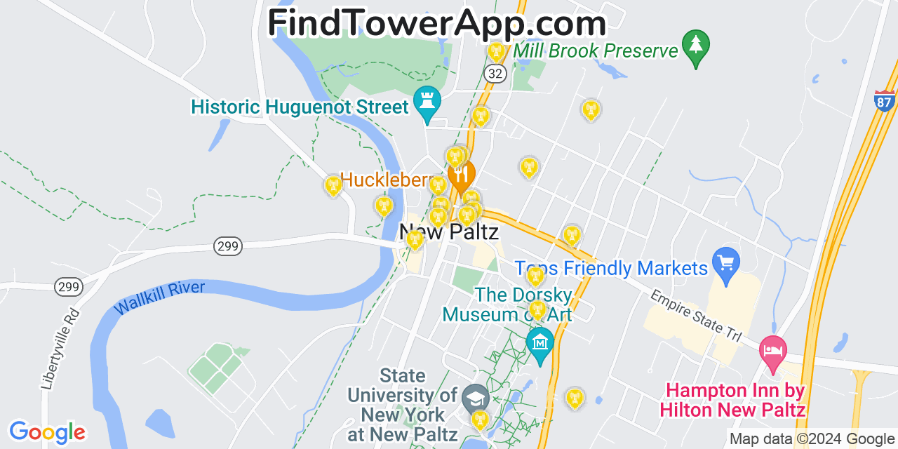AT&T 4G/5G cell tower coverage map New Paltz, New York