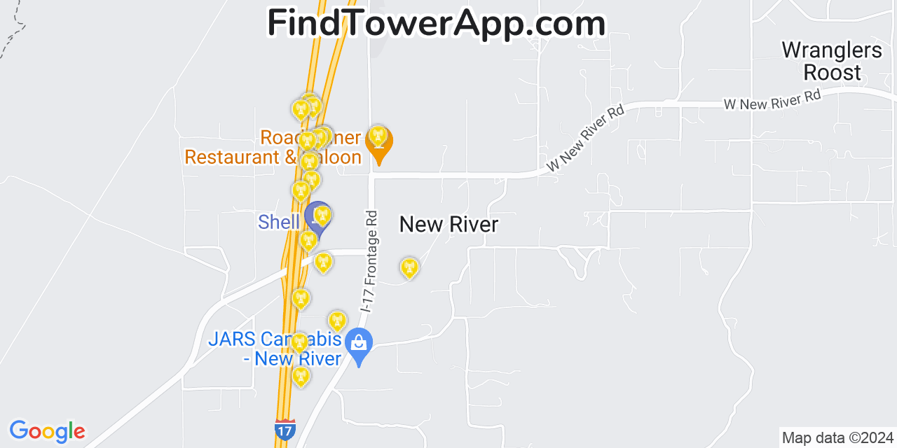 Verizon 4G/5G cell tower coverage map New River, Arizona