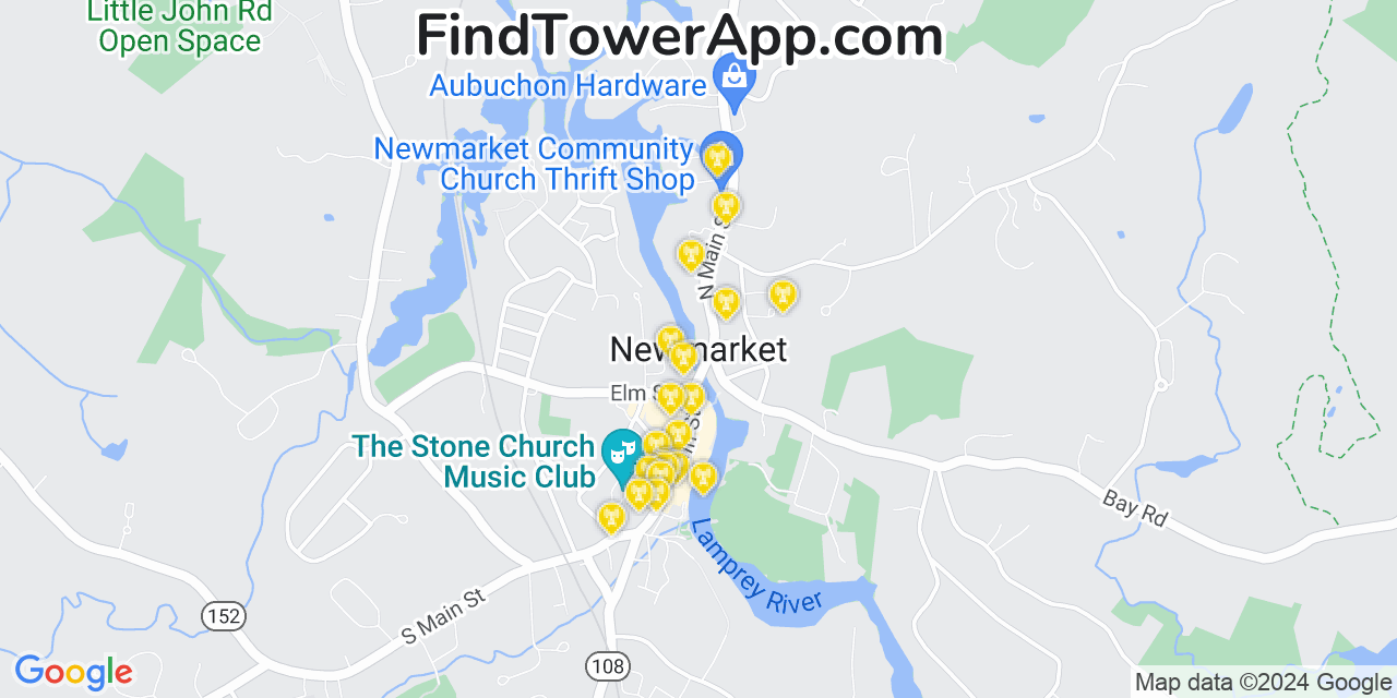 AT&T 4G/5G cell tower coverage map Newmarket, New Hampshire