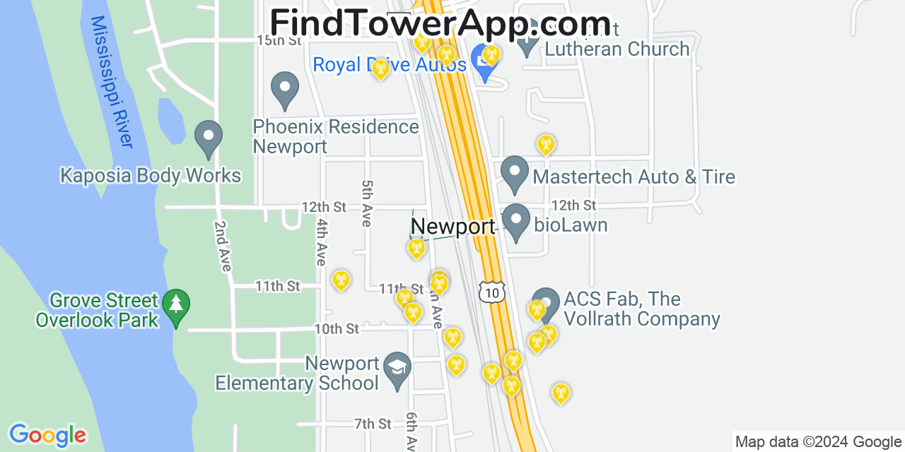 Verizon 4G/5G cell tower coverage map Newport, Minnesota