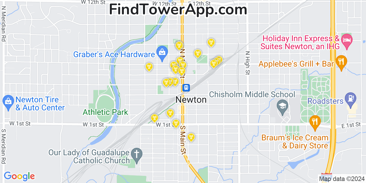 AT&T 4G/5G cell tower coverage map Newton, Kansas