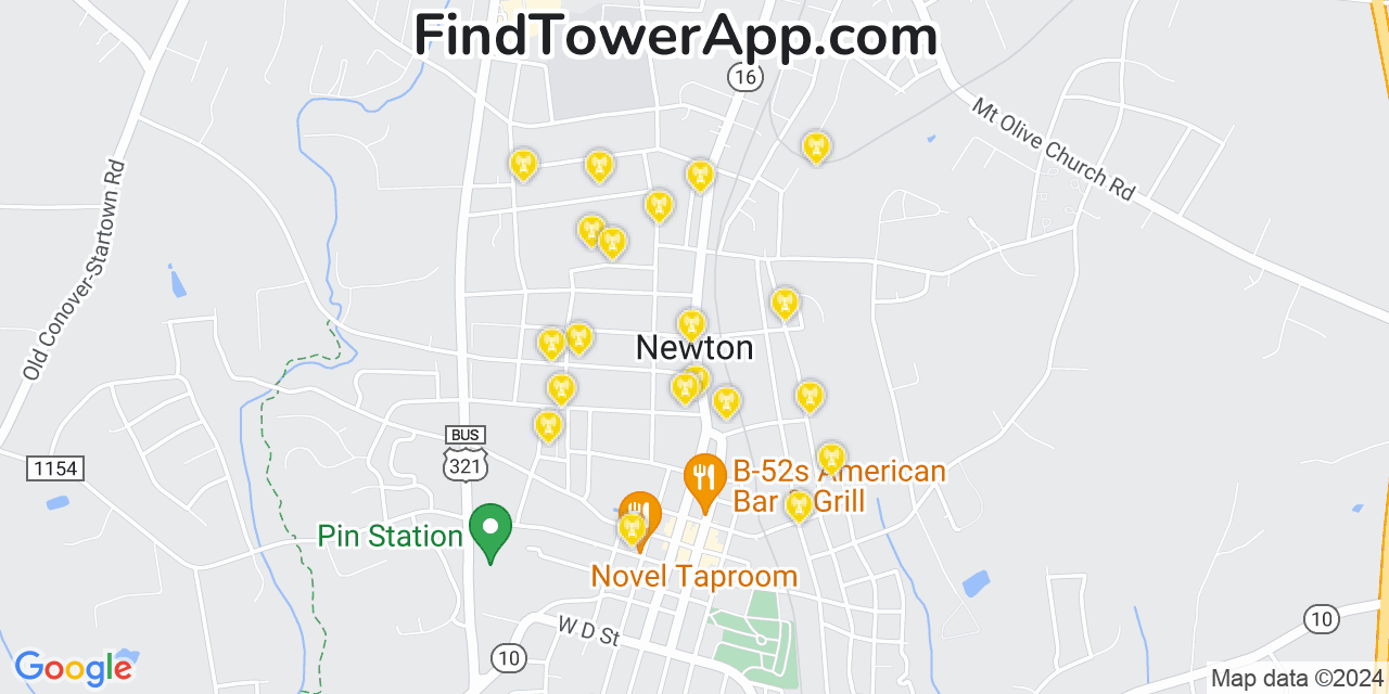 Verizon 4G/5G cell tower coverage map Newton, North Carolina