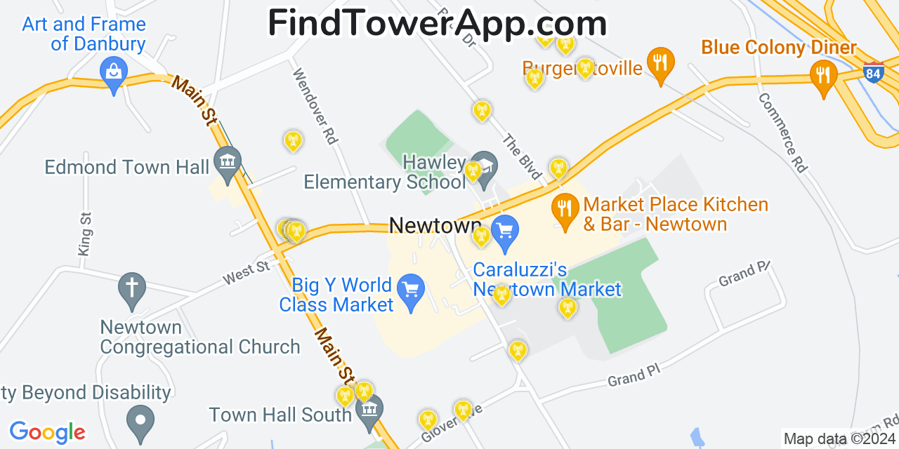 T-Mobile 4G/5G cell tower coverage map Newtown, Connecticut