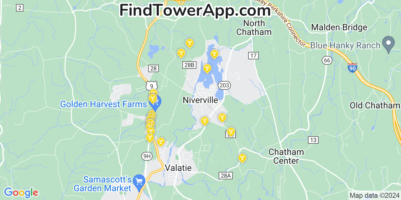 AT&T 4G/5G cell tower coverage map Niverville, New York