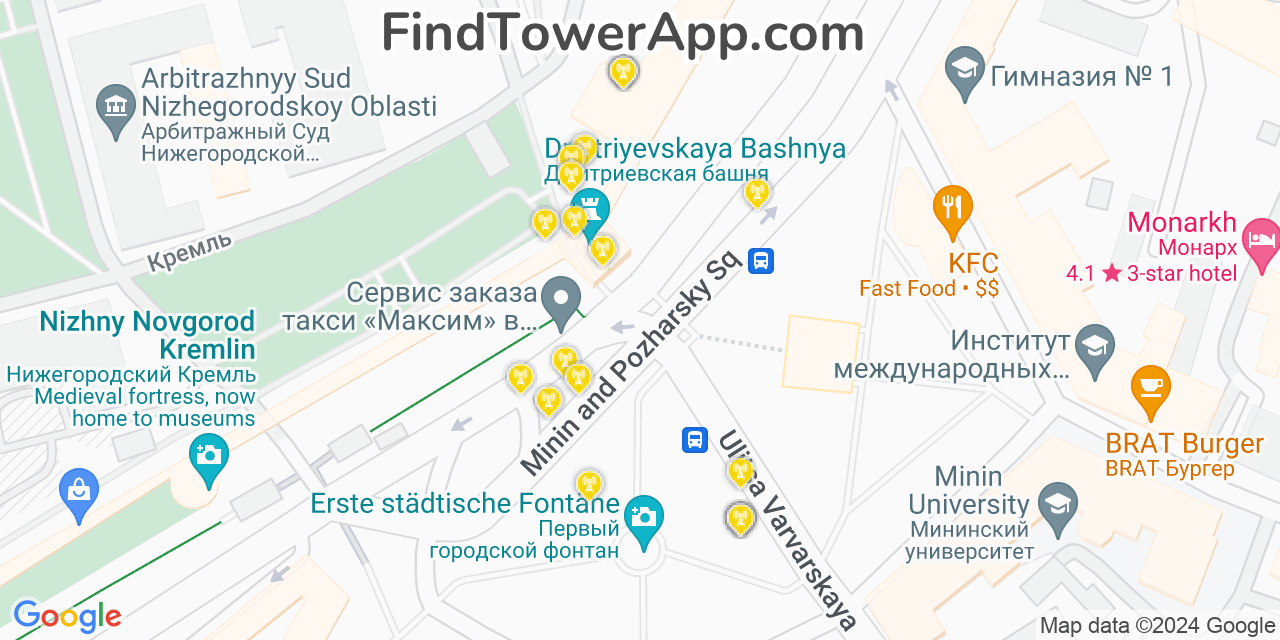 Nizhny-Novgorod (Russia) 4G/5G cell tower coverage map
