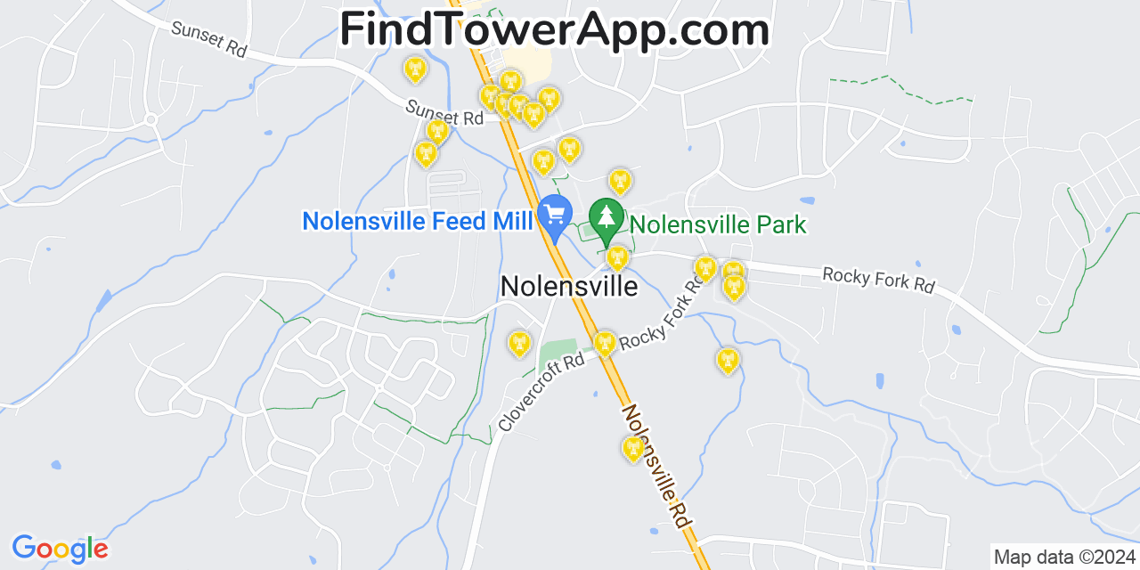 AT&T 4G/5G cell tower coverage map Nolensville, Tennessee
