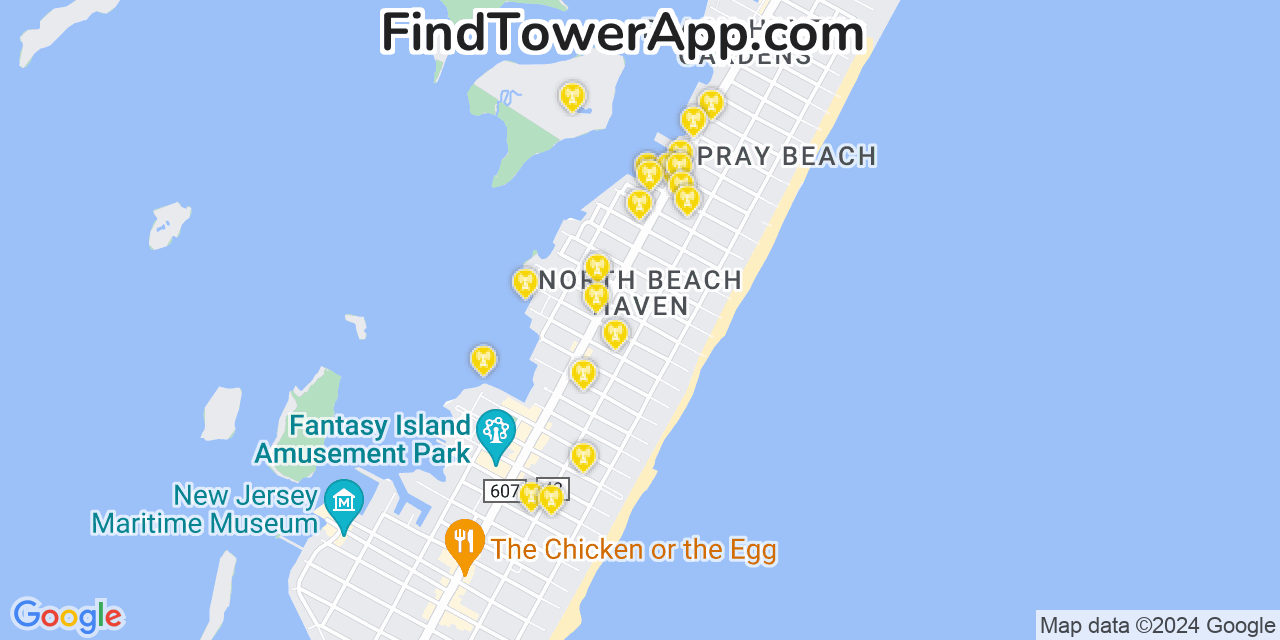 AT&T 4G/5G cell tower coverage map North Beach Haven, New Jersey