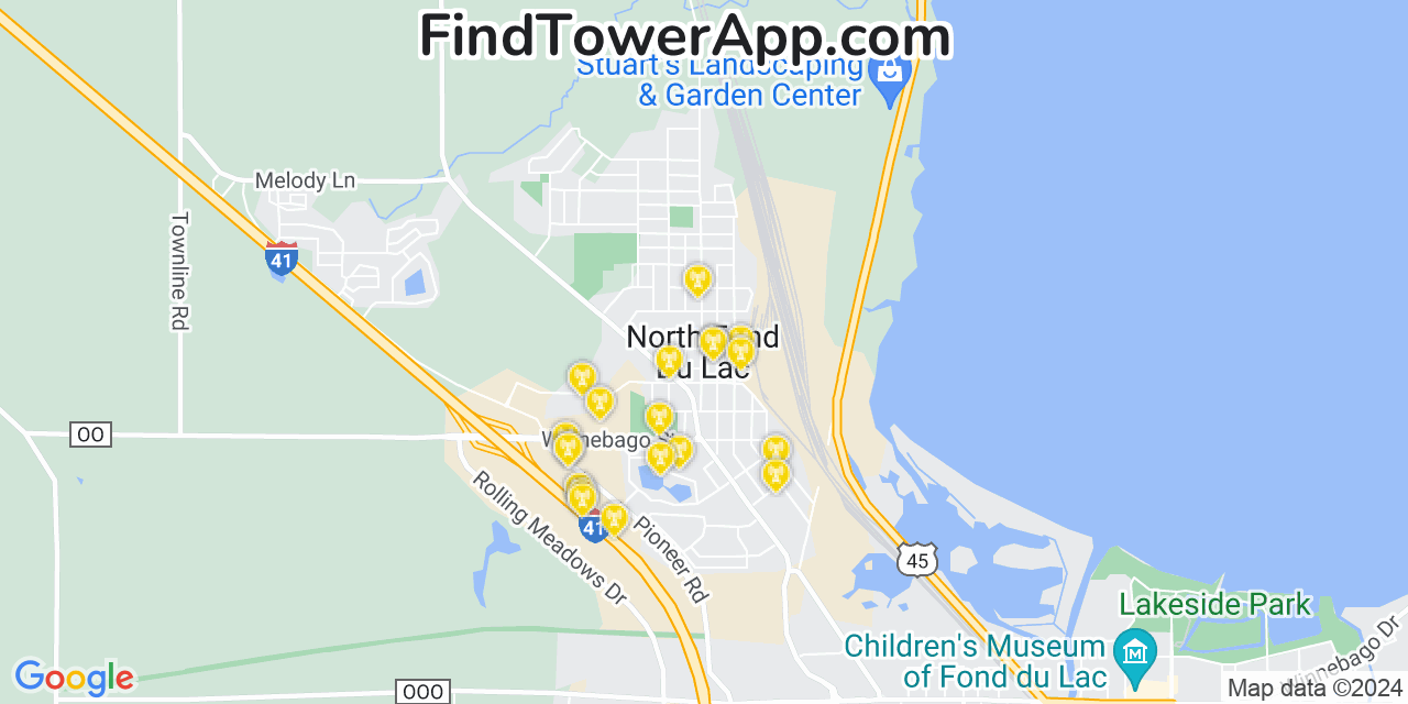 T-Mobile 4G/5G cell tower coverage map North Fond du Lac, Wisconsin