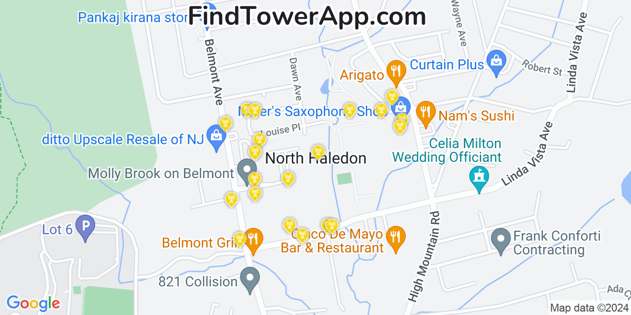 AT&T 4G/5G cell tower coverage map North Haledon, New Jersey