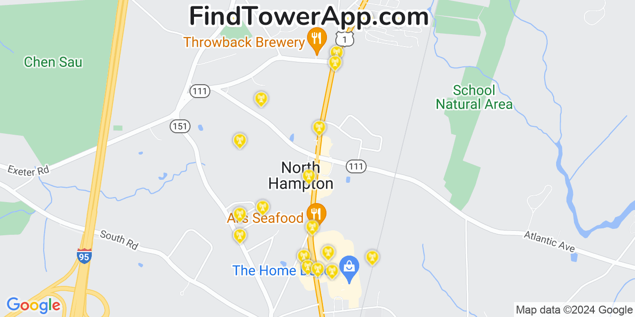 AT&T 4G/5G cell tower coverage map North Hampton, New Hampshire