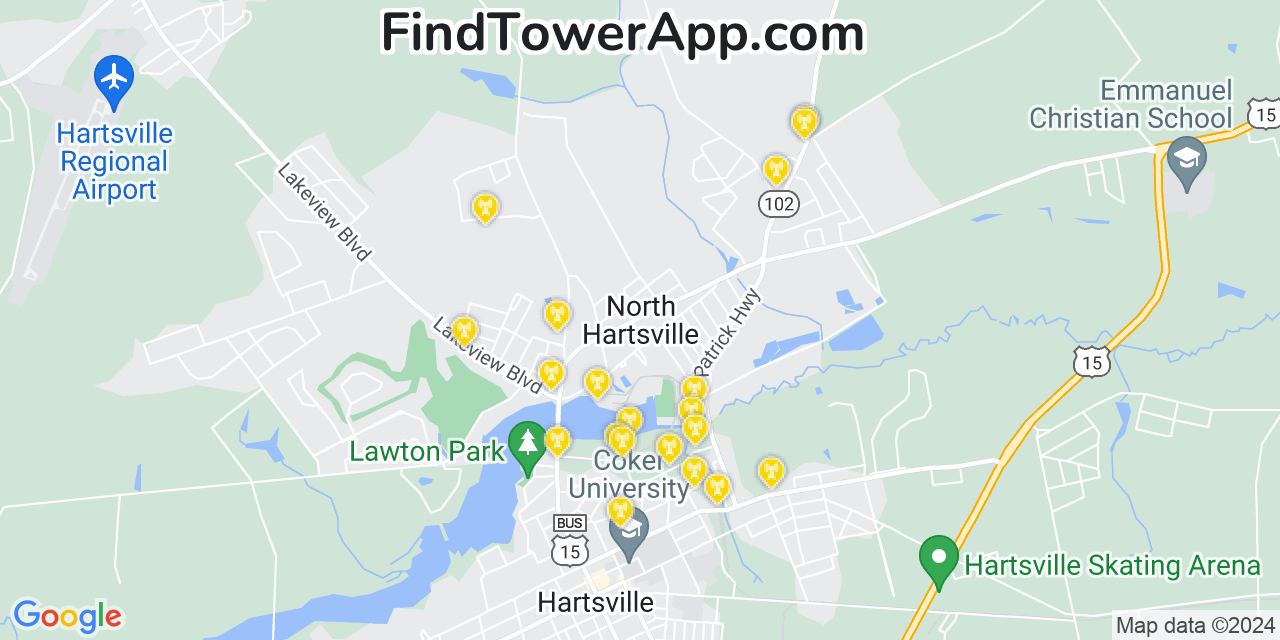 T-Mobile 4G/5G cell tower coverage map North Hartsville, South Carolina