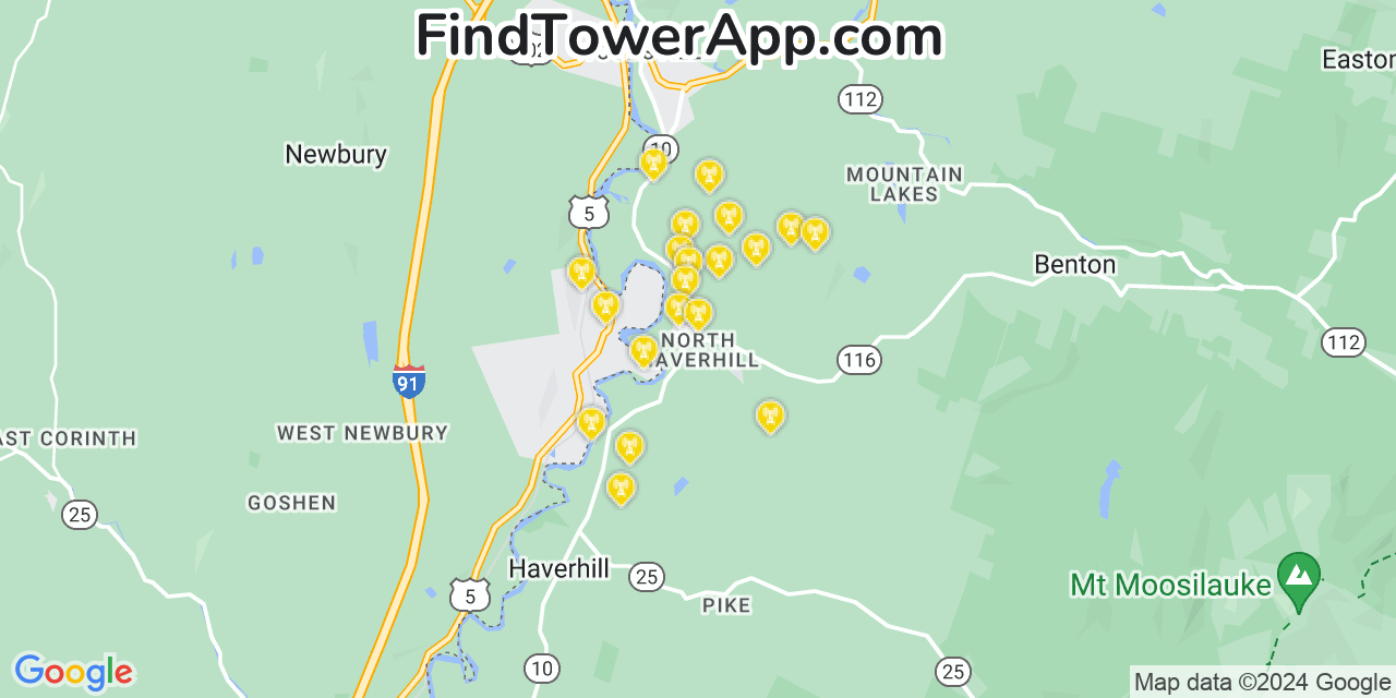 T-Mobile 4G/5G cell tower coverage map North Haverhill, New Hampshire