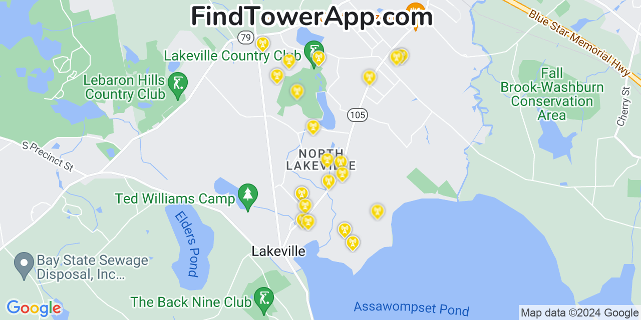 AT&T 4G/5G cell tower coverage map North Lakeville, Massachusetts