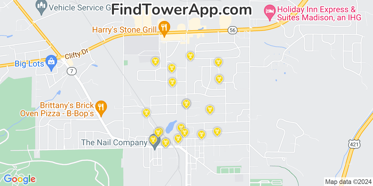 T-Mobile 4G/5G cell tower coverage map North Madison, Indiana