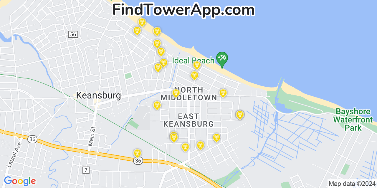 AT&T 4G/5G cell tower coverage map North Middletown, New Jersey