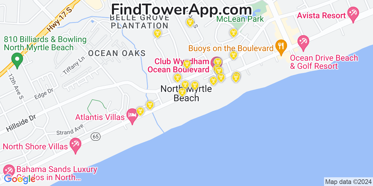 T-Mobile 4G/5G cell tower coverage map North Myrtle Beach, South Carolina