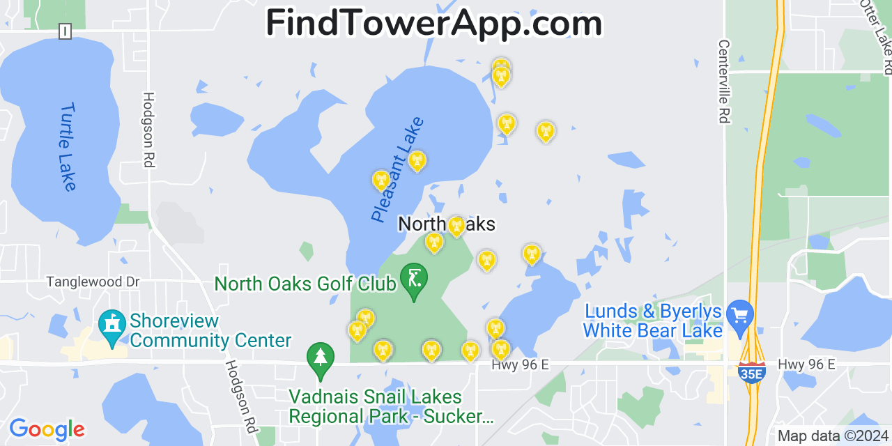 AT&T 4G/5G cell tower coverage map North Oaks, Minnesota