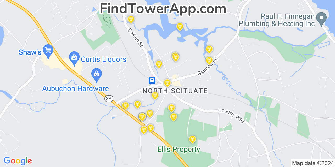 T-Mobile 4G/5G cell tower coverage map North Scituate, Massachusetts
