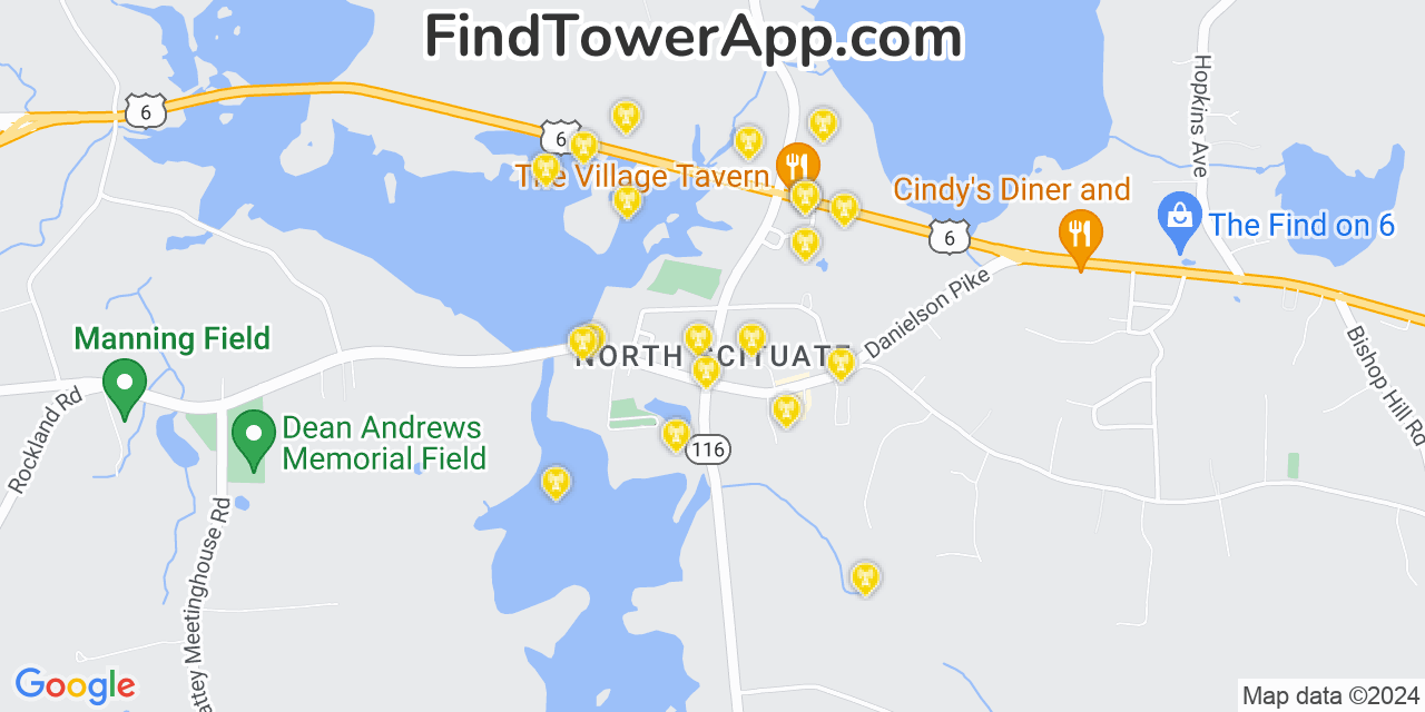 T-Mobile 4G/5G cell tower coverage map North Scituate, Rhode Island