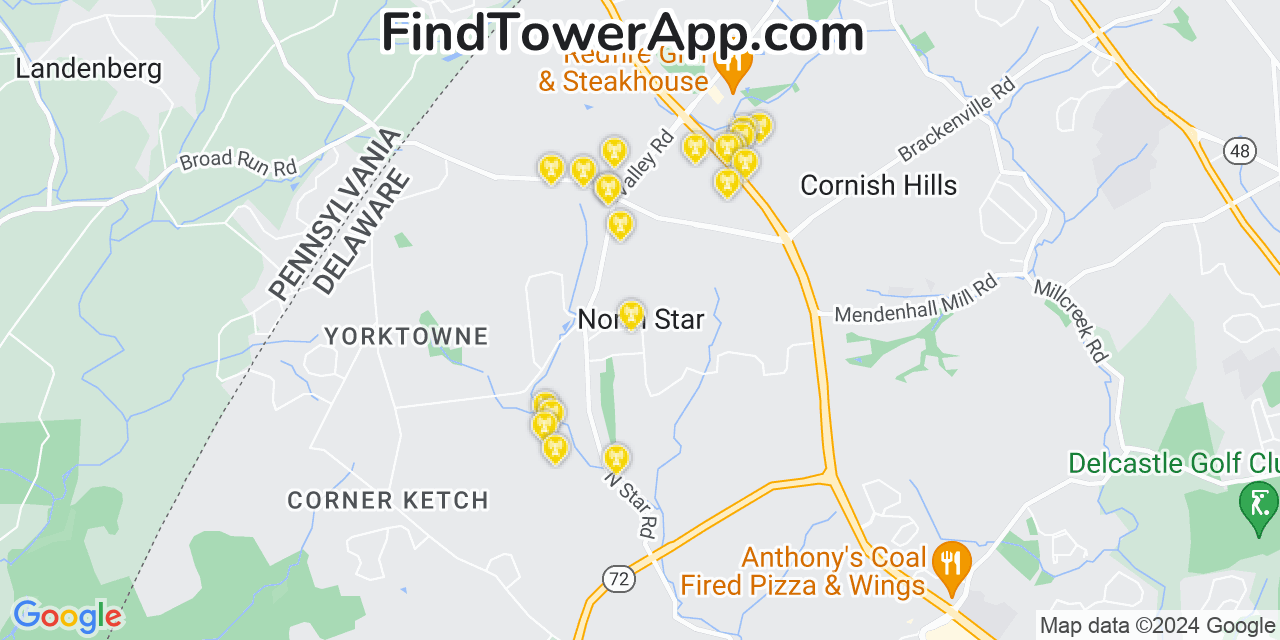 AT&T 4G/5G cell tower coverage map North Star, Delaware