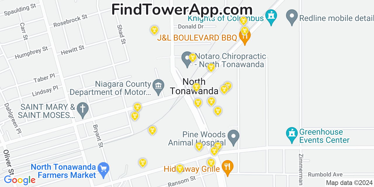 T-Mobile 4G/5G cell tower coverage map North Tonawanda, New York