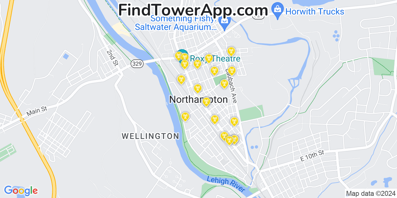 Verizon 4G/5G cell tower coverage map Northampton, Pennsylvania