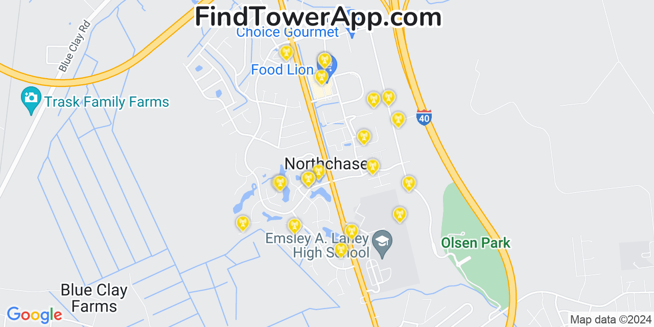 T-Mobile 4G/5G cell tower coverage map Northchase, North Carolina