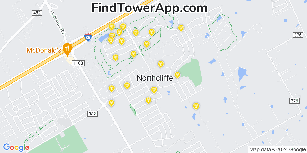 T-Mobile 4G/5G cell tower coverage map Northcliff, Texas