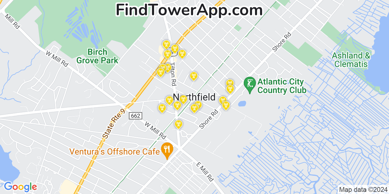 AT&T 4G/5G cell tower coverage map Northfield, New Jersey