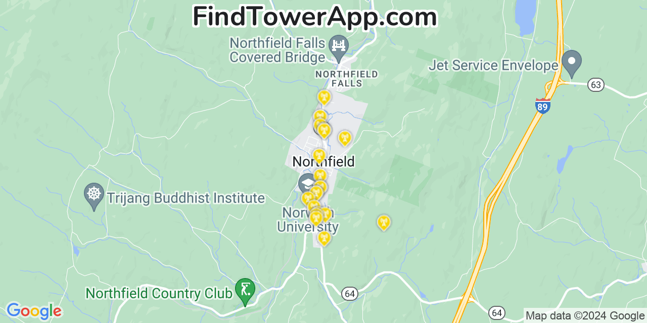 T-Mobile 4G/5G cell tower coverage map Northfield, Vermont