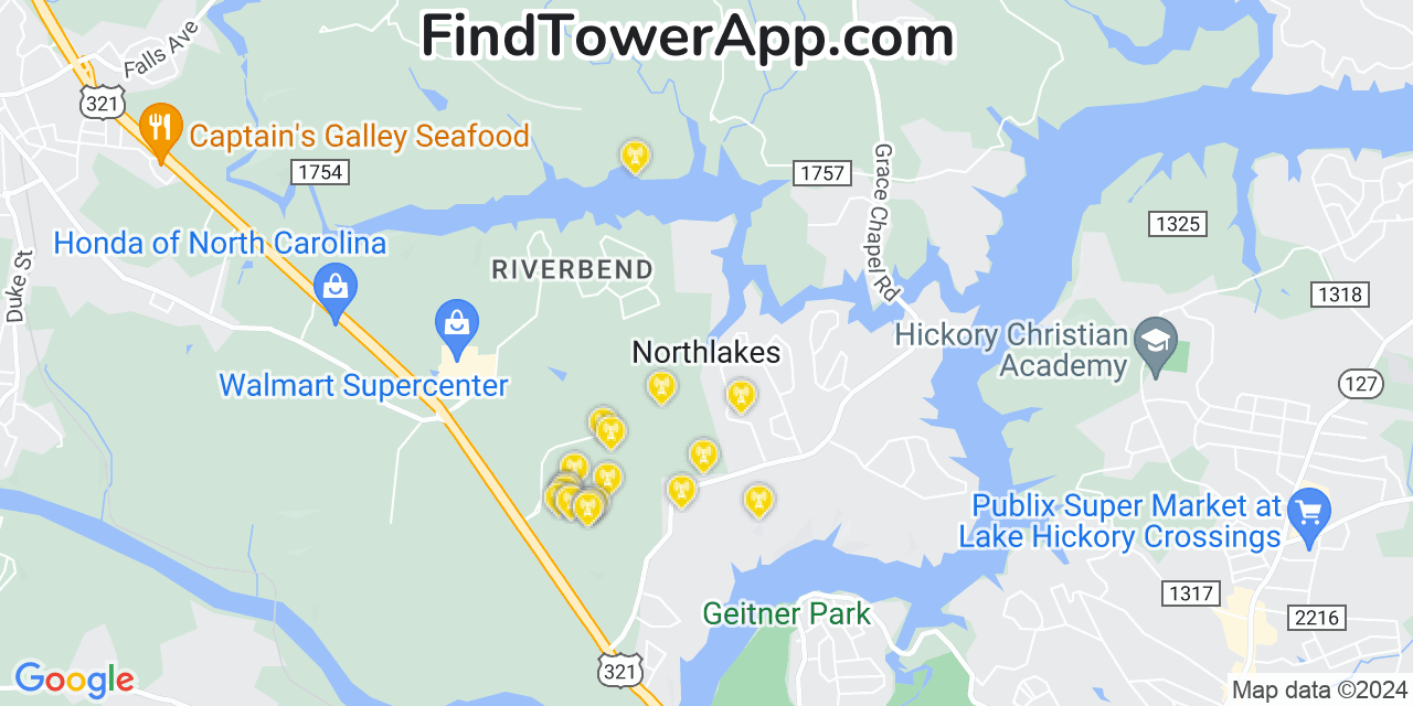 Verizon 4G/5G cell tower coverage map Northlakes, North Carolina