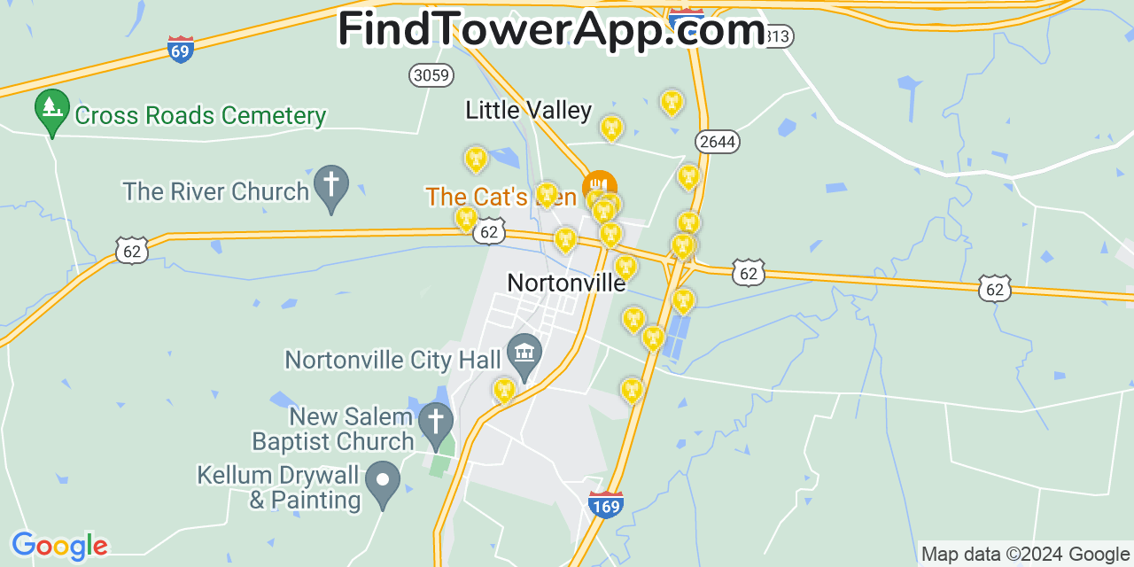 AT&T 4G/5G cell tower coverage map Nortonville, Kentucky