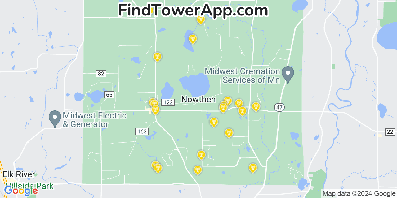 T-Mobile 4G/5G cell tower coverage map Nowthen, Minnesota