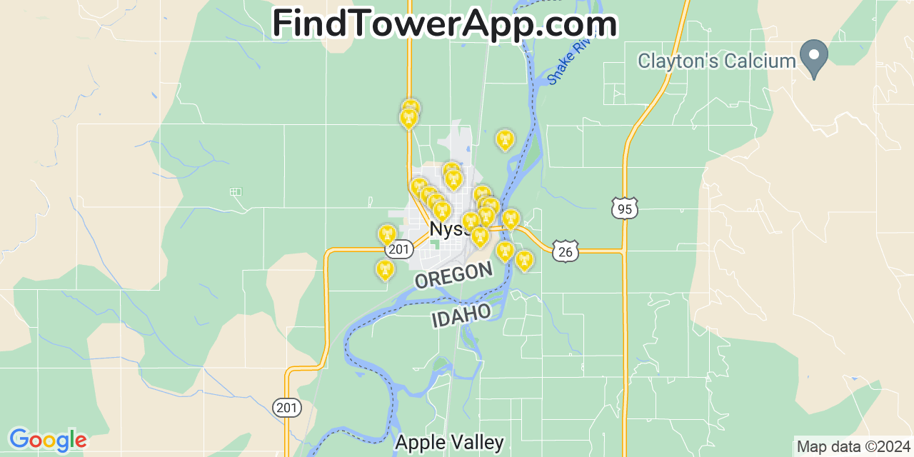 AT&T 4G/5G cell tower coverage map Nyssa, Oregon