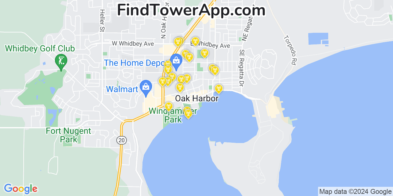 T-Mobile 4G/5G cell tower coverage map Oak Harbor, Washington